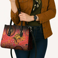 Papua New Guinea Leather Bag Birds Of Paradise With Aboriginal Pattern - Polynesian Pride