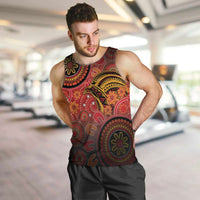 Papua New Guinea Men Tank Top Birds Of Paradise With Aboriginal Pattern - Polynesian Pride