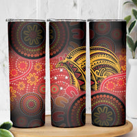 Papua New Guinea Skinny Tumbler Birds Of Paradise With Aboriginal Pattern - Polynesian Pride
