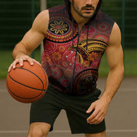 Papua New Guinea Sleeveless Zip Hoodie Birds Of Paradise With Aboriginal Pattern LT05 - Polynesian Pride