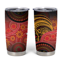 Papua New Guinea Tumbler Cup Birds Of Paradise With Aboriginal Pattern - Polynesian Pride
