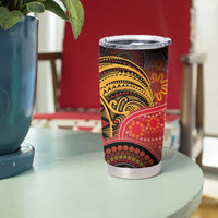 Papua New Guinea Tumbler Cup Birds Of Paradise With Aboriginal Pattern - Polynesian Pride