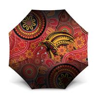 Papua New Guinea Umbrella Birds Of Paradise With Aboriginal Pattern LT05 One Size Folded 11.42 inch Opened Diameter 37.4 inch Red - Polynesian Pride