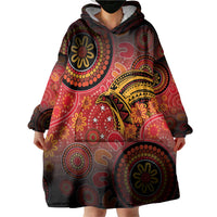 Papua New Guinea Wearable Blanket Hoodie Birds Of Paradise With Aboriginal Pattern - Polynesian Pride