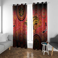Papua New Guinea Window Curtain Birds Of Paradise With Aboriginal Pattern - Polynesian Pride