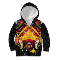 Papua New Guinea Independence Day Kid Hoodie Tribal Mask LT05 Zip Hoodie Red - Polynesian Pride
