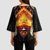 Papua New Guinea Independence Day Kimono Sleeve Blouse Tribal Mask LT05 - Polynesian Pride