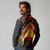 Papua New Guinea Independence Day Long Sleeve Polo Shirt Tribal Mask LT05 - Polynesian Pride