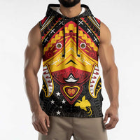Papua New Guinea Independence Day Sleeveless Hoodie Tribal Mask - Polynesian Pride