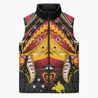 Papua New Guinea Independence Day Sleeveless Puffer Jacket Tribal Mask LT05 Unisex Red - Polynesian Pride
