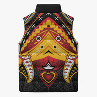 Papua New Guinea Independence Day Sleeveless Puffer Jacket Tribal Mask LT05 - Polynesian Pride