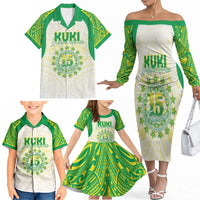 Kuki Independence 2026 Family Matching Off The Shoulder Long Sleeve Dress and Hawaiian Shirt Cook Islands 15 Finest White Version LT05 - Polynesian Pride