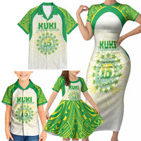 Kuki Independence 2026 Family Matching Short Sleeve Bodycon Dress and Hawaiian Shirt Cook Islands 15 Finest White Version LT05 - Polynesian Pride