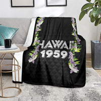 Hawaii Statehood Day Blanket Kakau Pattern With Maile Pikake Honohono Lei