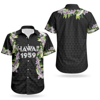 Hawaii Statehood Day Couples Matching Puletasi and Hawaiian Shirt Kakau Pattern With Maile Pikake Honohono Lei