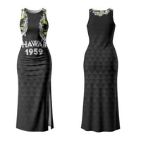 Hawaii Statehood Day Couples Matching Tank Maxi Dress and Hawaiian Shirt Kakau Pattern With Maile Pikake Honohono Lei LT05 - Polynesian Pride