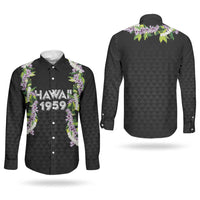 Hawaii Statehood Day Couples Matching Tank Maxi Dress and Long Sleeve Button Shirt Kakau Pattern With Maile Pikake Honohono Lei LT05 - Polynesian Pride