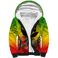 Personalized Hawaii Sherpa Hoodie Kakau Kanaka Maoli With Hibiscus Flowers LT05 Unisex Reggae - Polynesian Pride