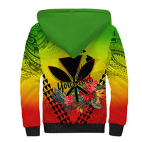 Personalized Hawaii Sherpa Hoodie Kakau Kanaka Maoli With Hibiscus Flowers LT05 - Polynesian Pride