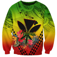 Personalized Hawaii Sweatshirt Kakau Kanaka Maoli With Hibiscus Flowers LT05 Unisex Reggae - Polynesian Pride