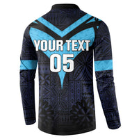 Custom Fiji Kaiviti Rugby Button Sweatshirt Fiji Tapa Pattern LT05 - Polynesian Pride