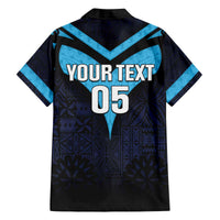 Custom Fiji Kaiviti Rugby Family Matching Off The Shoulder Long Sleeve Dress and Hawaiian Shirt Fiji Tapa Pattern