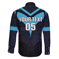 Custom Fiji Kaiviti Rugby Family Matching Off The Shoulder Long Sleeve Dress and Hawaiian Shirt Fiji Tapa Pattern