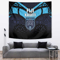 Fiji Kaiviti Rugby Tapestry Fiji Tapa Pattern LT05 Blue - Polynesian Pride
