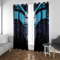 Fiji Kaiviti Rugby Window Curtain Fiji Tapa Pattern LT05 With Grommets Blue - Polynesian Pride