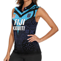 Custom Fiji Kaiviti Rugby Women Sleeveless Polo Shirt Fiji Tapa Pattern LT05 - Polynesian Pride