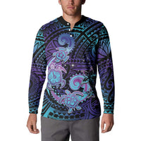 Hawaii Makahiki Turtle Button Sweatshirt Spiral Polynesian Tattoo