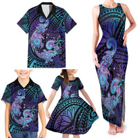 Hawaii Makahiki Turtle Family Matching Tank Maxi Dress and Hawaiian Shirt Spiral Polynesian Tattoo