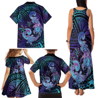 Hawaii Makahiki Turtle Family Matching Tank Maxi Dress and Hawaiian Shirt Spiral Polynesian Tattoo