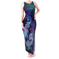 Hawaii Makahiki Turtle Tank Maxi Dress Spiral Polynesian Tattoo