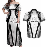 Custom Bula Fiji Football Couples Matching Off Shoulder Maxi Dress and Hawaiian Shirt Go Champions - Polynesian Pride