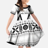 Custom Bula Fiji Football Family Matching Short Sleeve Bodycon Dress and Hawaiian Shirt Go Champions - Polynesian Pride