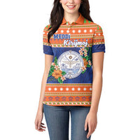 Marshall Islands Christmas Women Polo Shirt Marshallese Seal Meddi Kirijmoj