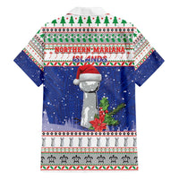 Northern Mariana Islands Christmas Family Matching Off Shoulder Short Dress and Hawaiian Shirt Poinsettia Filis Pasgua