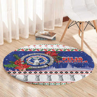 Northern Mariana Islands Christmas Round Carpet Poinsettia Filis Pasgua