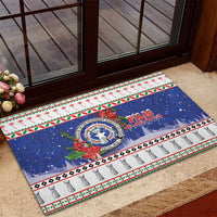 Northern Mariana Islands Christmas Rubber Doormat Poinsettia Filis Pasgua