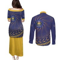 Nauru Angam Day Couples Matching Puletasi and Long Sleeve Button Shirt Polynesian Tribal Pattern Unique Style - Polynesian Pride