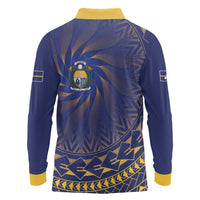 Nauru Angam Day Long Sleeve Polo Shirt Polynesian Tribal Pattern Unique Style - Polynesian Pride