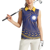 Nauru Angam Day Women Sleeveless Polo Shirt Polynesian Tribal Pattern Unique Style - Polynesian Pride
