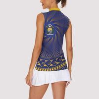 Nauru Angam Day Women Sleeveless Polo Shirt Polynesian Tribal Pattern Unique Style - Polynesian Pride