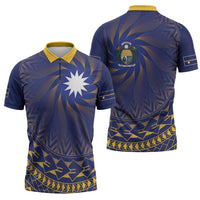 Nauru Angam Day Zipper Polo Shirt Polynesian Tribal Pattern Unique Style - Polynesian Pride