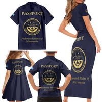 Personalised Federated States Of Micronesia Family Matching Short Sleeve Bodycon Dress and Hawaiian Shirt FSM Passport - Polynesian Pride