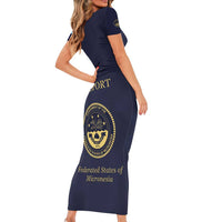 Personalised Federated States Of Micronesia Family Matching Short Sleeve Bodycon Dress and Hawaiian Shirt FSM Passport - Polynesian Pride
