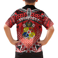 Personalised Tonga Constitution Day Family Matching Long Sleeve Bodycon Dress and Hawaiian Shirt 150 Years Jubilee - Polynesian Pride