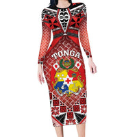 Personalised Tonga Constitution Day Family Matching Long Sleeve Bodycon Dress and Hawaiian Shirt 150 Years Jubilee - Polynesian Pride