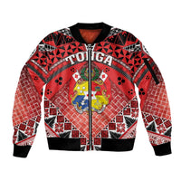 Personalised Tonga Constitution Day Sleeve Zip Bomber Jacket 150 Years Jubilee - Polynesian Pride